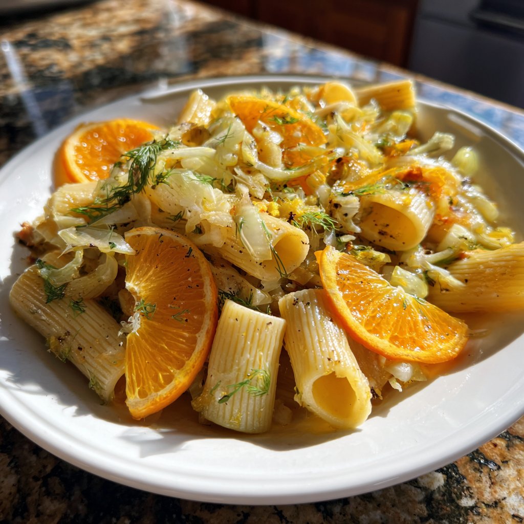 Rigatoni mit Fenchel und Orange