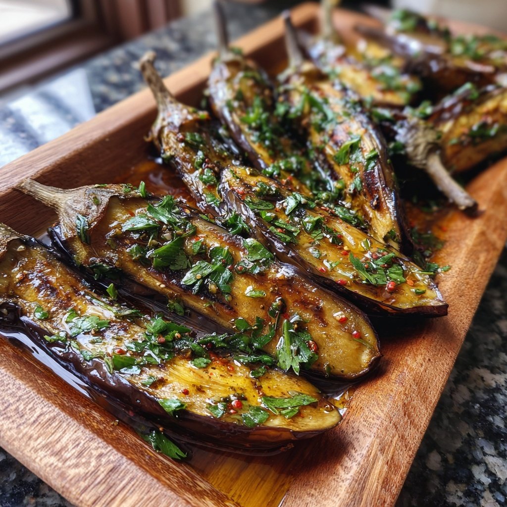 Ofengeröstete Auberginen mit mediterranen Kräutern